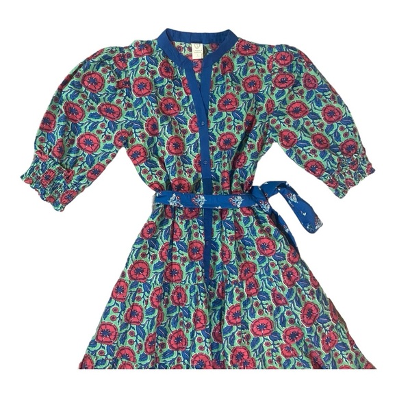 Pencil & Paper Co Resortwear Block Print Puff Sleeve Organic Cotton Maxi Dress S - Picture 7 of 10